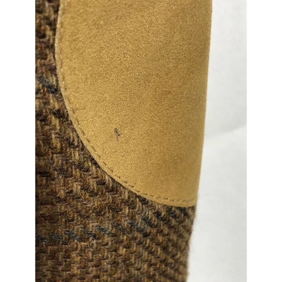 Tweed Plaid Blazer Brown and Blue 46 Two-Button Wool Academia Elbow Patches - Picture 3 of 14